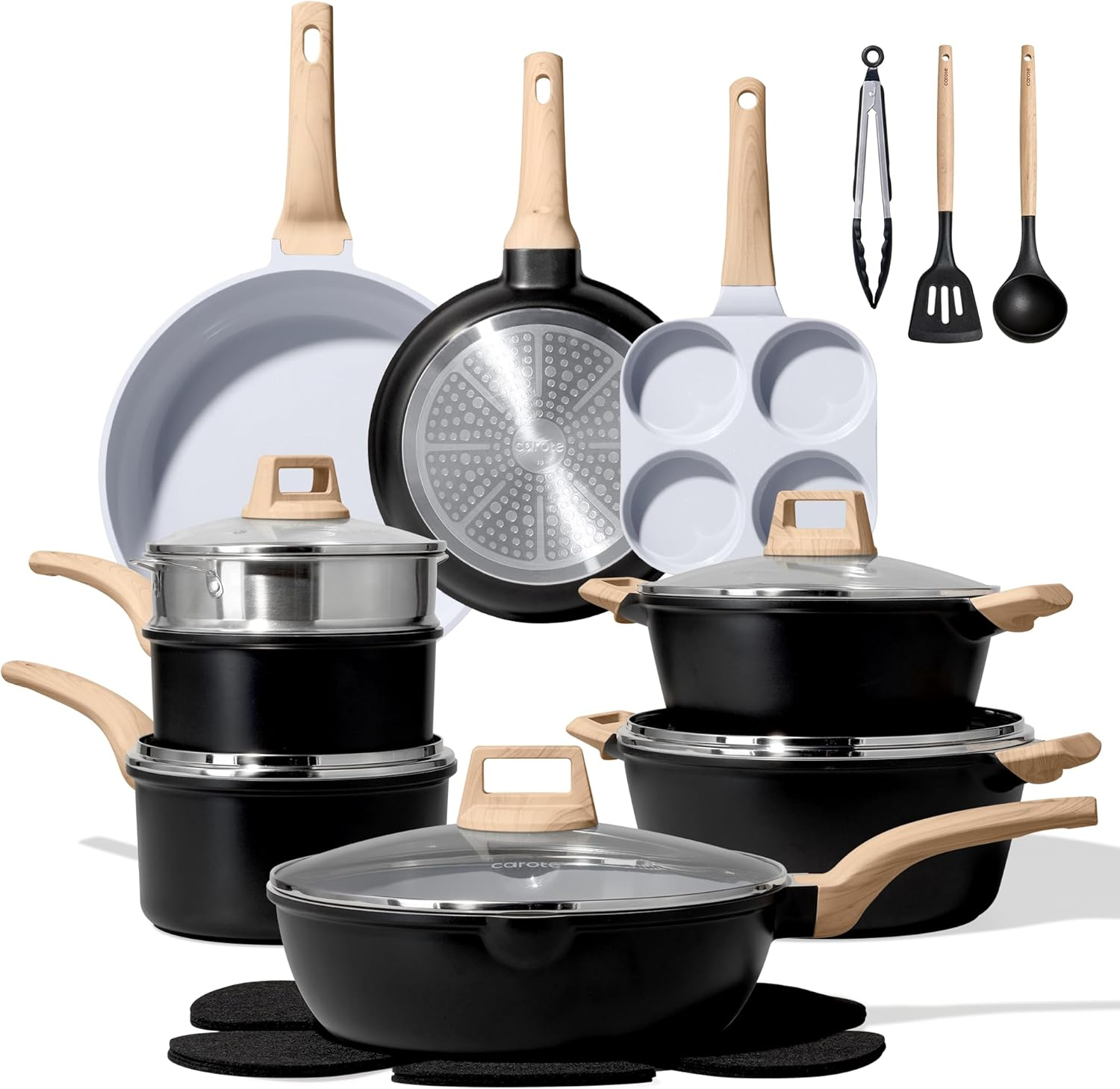 Granite Nonstick Cookware Set - Induction Compatible Cooking Pots & Pans