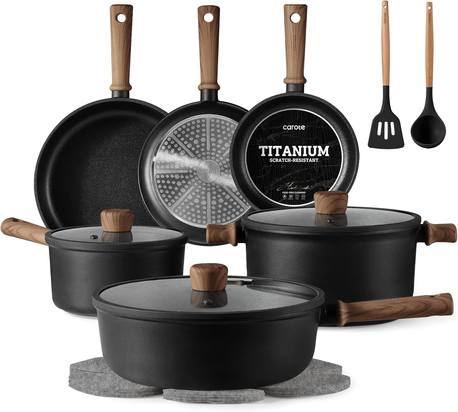 Titanium Nonstick Cookware Set, Induction Compatible, PFOA/PFOS Free