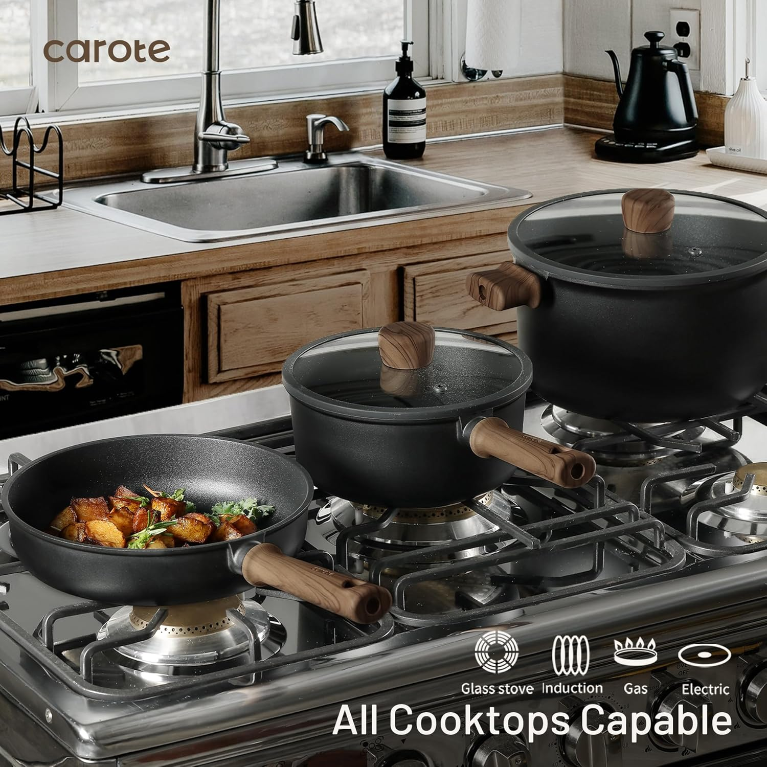 Titanium Nonstick Cookware Set, Induction Compatible, PFOA/PFOS Free