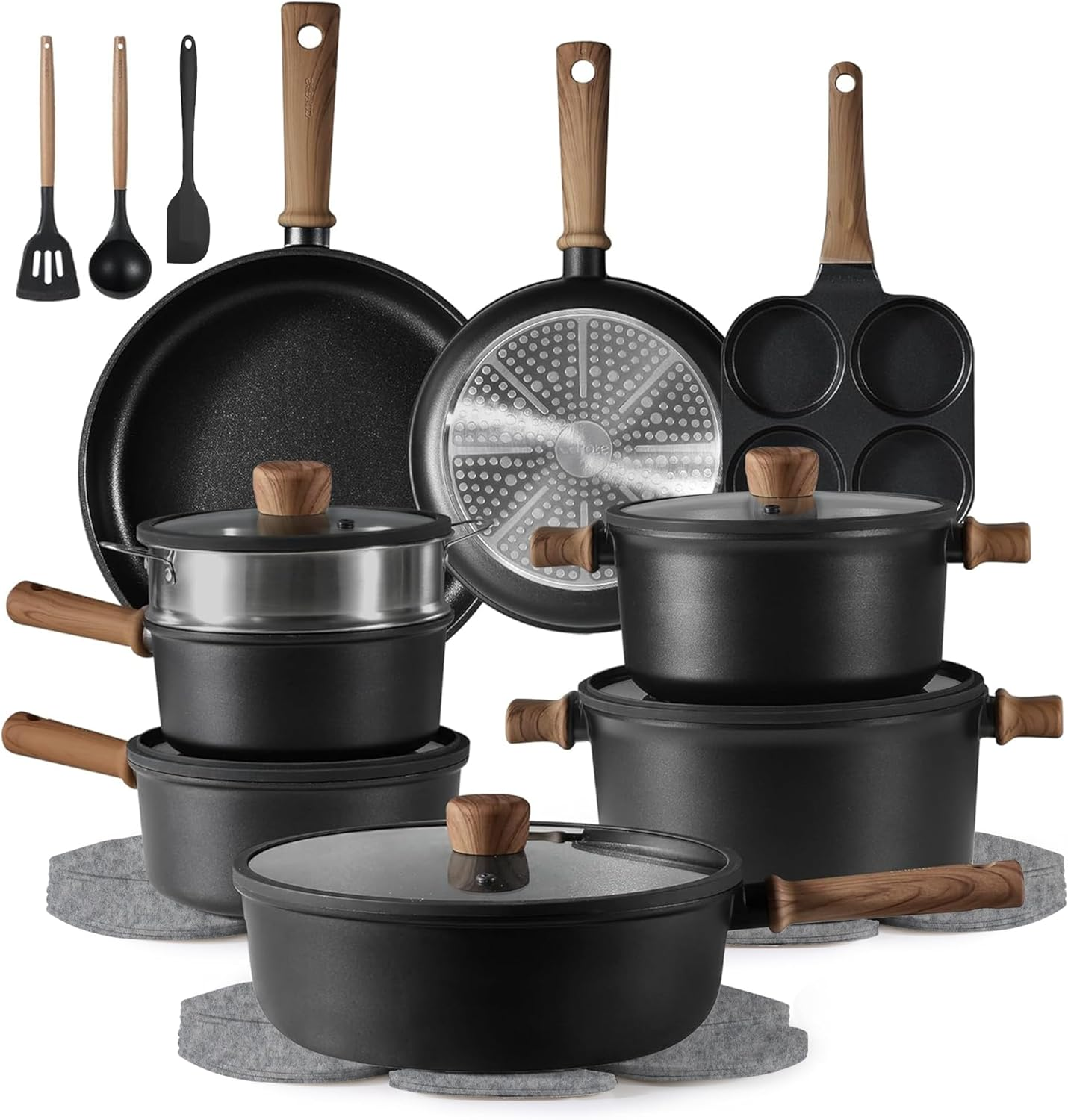 Titanium Nonstick Cookware Set, Induction Compatible, PFOA/PFOS Free