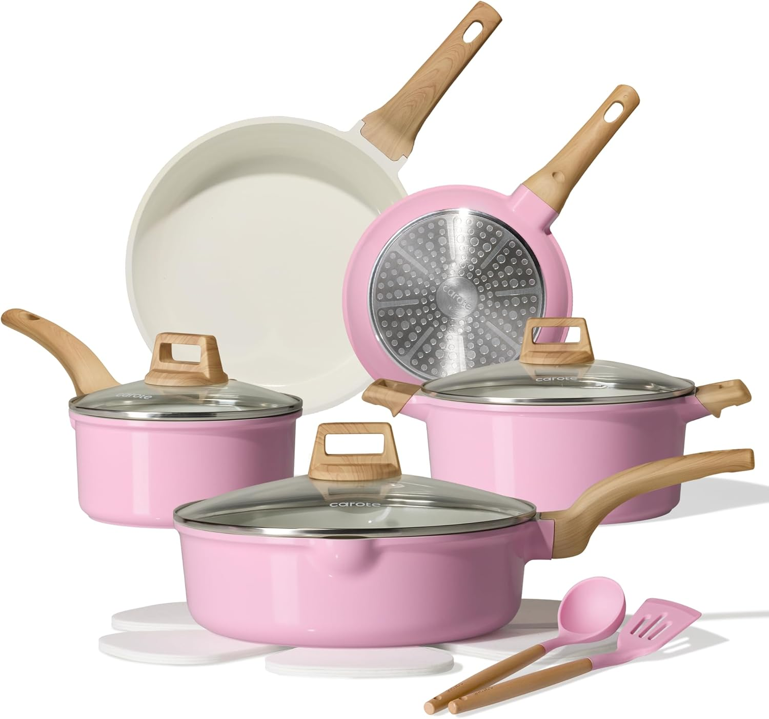 14 Pcs Nonstick Cookware Set with Utensils & Pan Protectors