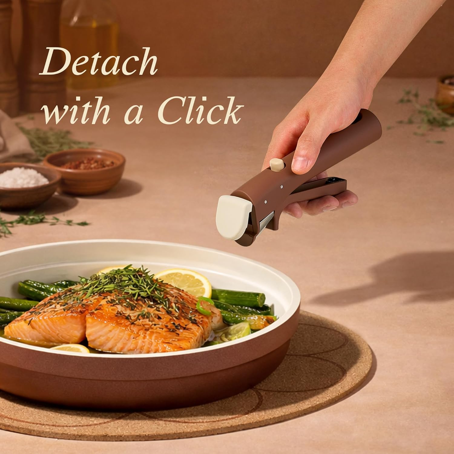 22Pcs Non Toxic Ceramic Cookware Set | Removable Handles & Induction Safe