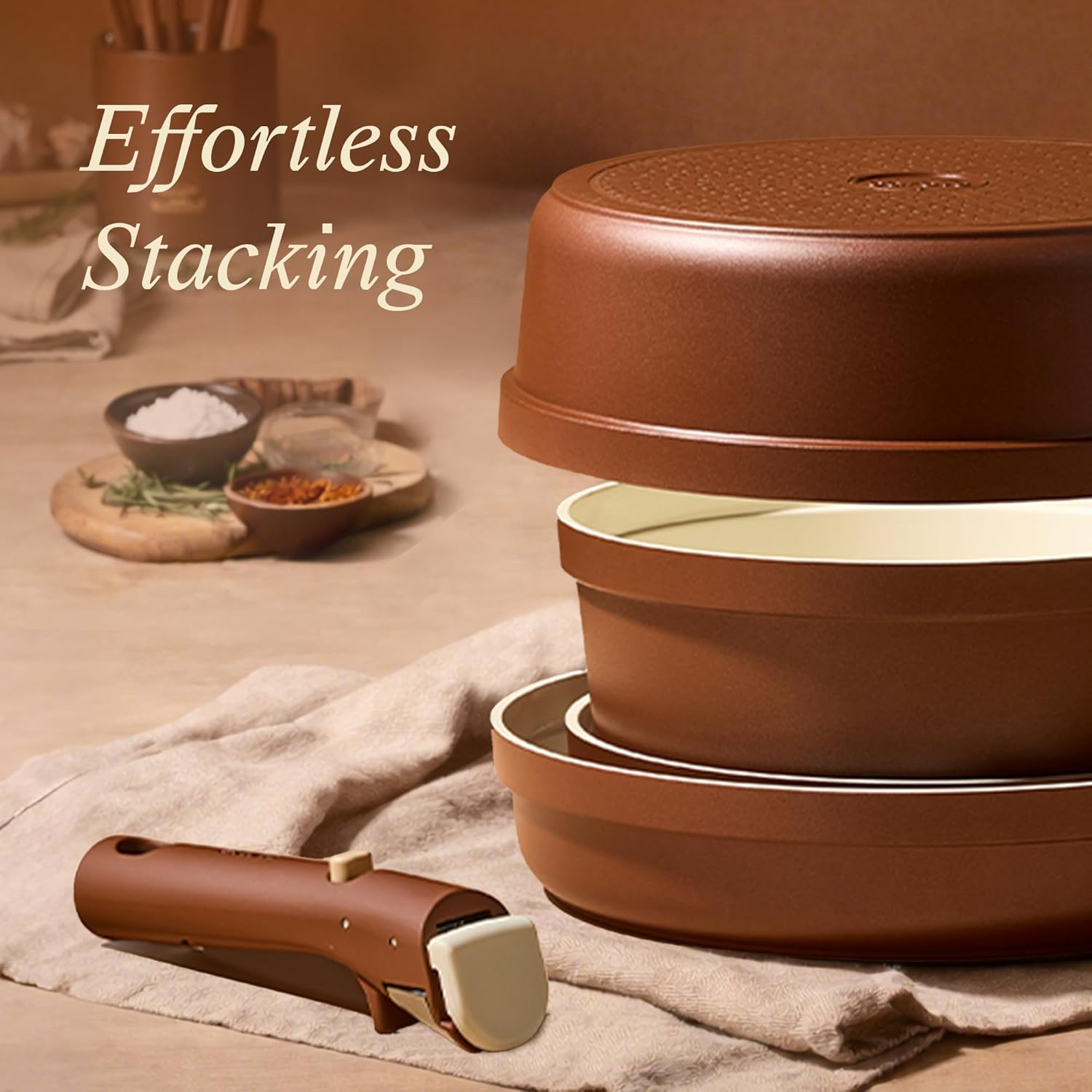 22Pcs Non Toxic Ceramic Cookware Set | Removable Handles & Induction Safe