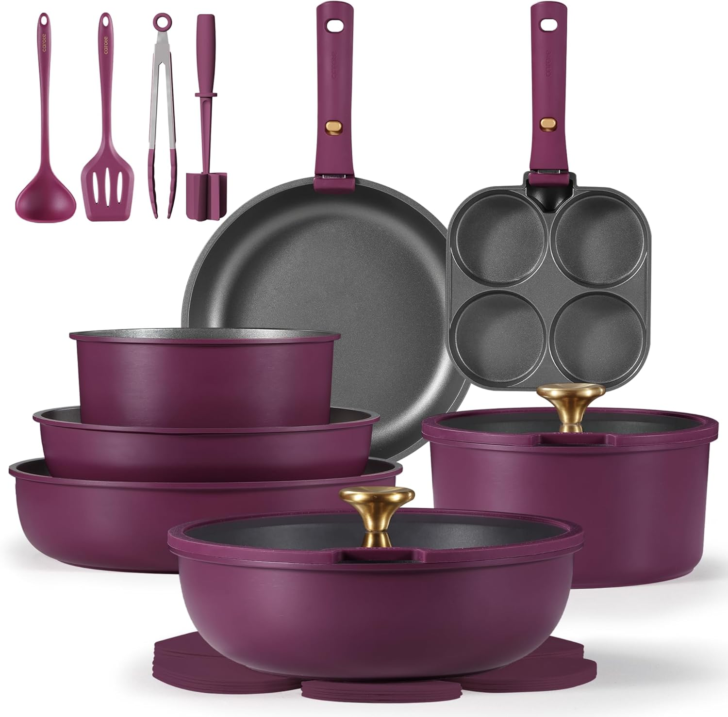 Granite Nonstick Cookware Set - Induction Compatible Cooking Pots & Pans